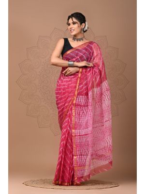 Beauitul Premium Quality Hand Block Printed Kota Doria Saree - KC150230