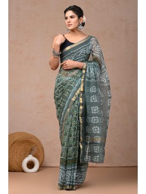 Beauitul Premium Quality Hand Block Printed Kota Doria Saree - KC150239