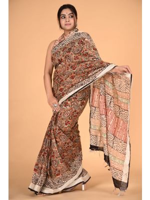 Linen Cotton Saree with Beautiful Silver Zari Border - KC180137