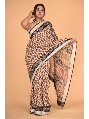 Linen Cotton Saree with Beautiful Silver Zari Border - KC180154