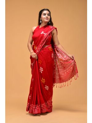 Linen Cotton Saree with Beautiful Silver Zari Border - KC180159