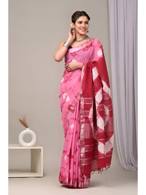 Linen Cotton Saree with Beautiful Silver Zari Border - KC180222