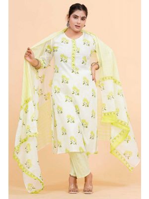 Prime Quality Pure Cotton Printed Straight Kurti Pant with Malmal Cotton Dupatta - KC201622