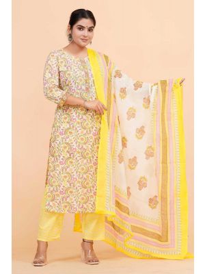 Prime Quality Pure Cotton Printed Straight Kurti Pant with Malmal Cotton Dupatta - KC201626