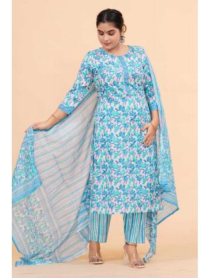 Prime Quality Pure Cotton Printed Straight Kurti Pant with Malmal Cotton Dupatta - KC201633