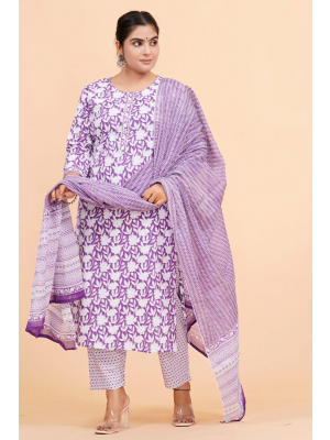 Prime Quality Pure Cotton Printed Straight Kurti Pant with Malmal Cotton Dupatta - KC201647