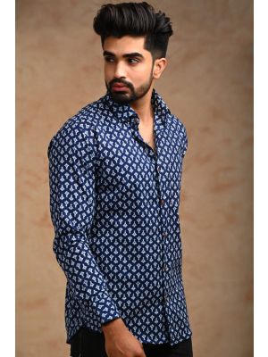 Men's Jaipuri Cotton Printed Full Sleeve Shirt - KC360003