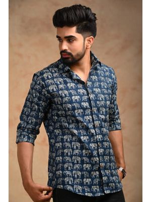 Men's Jaipuri Cotton Printed Full Sleeve Shirt - KC360005