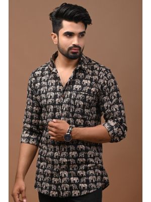 Mens Jaipuri Cotton Printed Full Sleeve Shirt - KC360041
