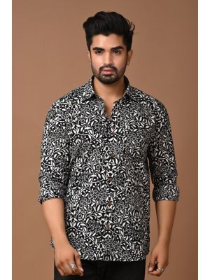 Premium Quality Mens Jaipuri Cotton Printed Full Sleeve Shirt - KC360105