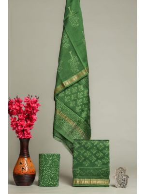 Hand Block Printed Maheshwari Silk Suit - KC420042