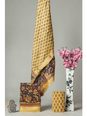 Hand Block Printed Maheshwari Silk Suit - KC420069