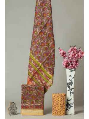 Hand Block Printed Maheshwari Silk Suit - KC420071