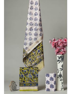 Hand Block Printed Maheshwari Silk Suit - KC420075
