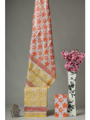 Hand Block Printed Maheshwari Silk Suit - KC420081