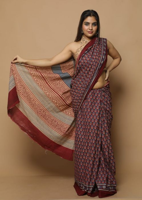 Modern Jaipuri Hand Block Printed Cotton Saree in Chennai at best price by  Sujata's Collection - Justdial
