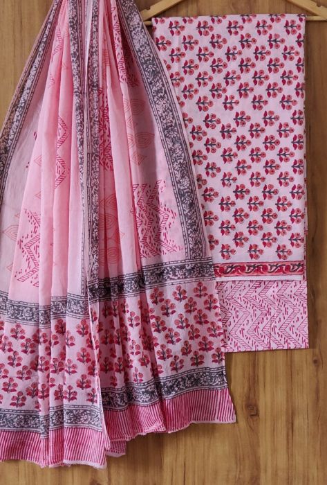 Unstitched Printed Cotton Suit Set Dress Material with Dupatta – Stilento