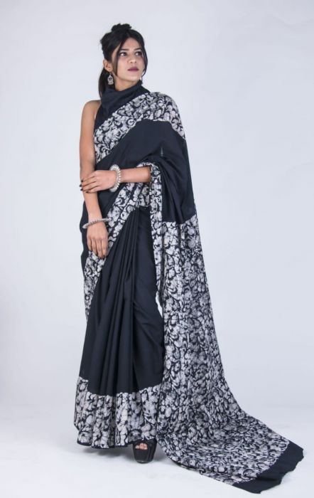 Buy Cotton Mulmul Batik Sarees Online for Sale Prices – Dailybuyys