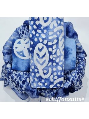 Premium Quality Hand Block Printed Cotton Dress Material with Chiffon Dupatta - KC011142