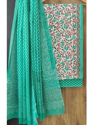 Premium Quality Hand Block Printed Cotton Dress Material with Cotton Dupatta - KC021414