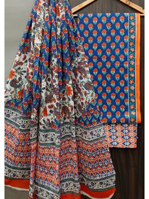 Premium Quality Hand Block Printed Cotton Dress Material with Cotton Dupatta - KC021427