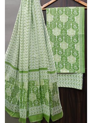 Premium Quality Hand Block Printed Cotton Dress Material with Cotton Dupatta - KC021433