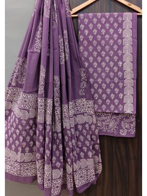 Premium Quality Hand Block Printed Cotton Dress Material with Cotton Dupatta - KC021438