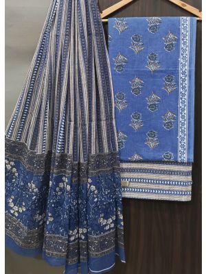Premium Quality Hand Block Printed Cotton Dress Material with Cotton Dupatta - KC021454