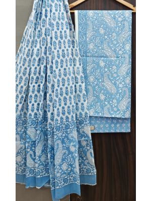 Premium Quality Hand Block Printed Cotton Dress Material with Cotton Dupatta - KC021472