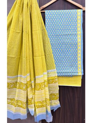 Premium Quality Hand Block Printed Cotton Dress Material with Cotton Dupatta - KC021484