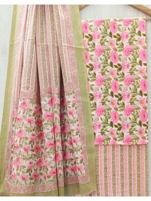 Jaipuri Print Pure Cotton Dress Material with Malmal Cotton Dupatta - KC021618