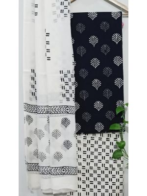 Jaipuri Print Pure Cotton Dress Material with Malmal Cotton Dupatta - KC021622