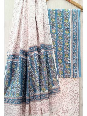 Jaipuri Print Pure Cotton Dress Material with Malmal Cotton Dupatta - KC021625