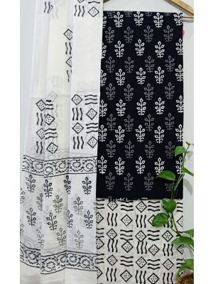 Jaipuri Print Pure Cotton Dress Material with Malmal Cotton Dupatta - KC021628