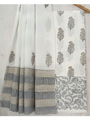 Jaipuri Print Pure Cotton Dress Material with Malmal Cotton Dupatta - KC021629