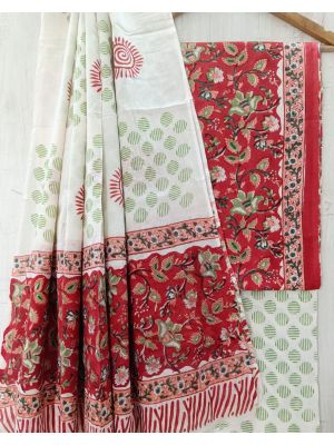 Jaipuri Print Pure Cotton Dress Material with Malmal Cotton Dupatta - KC021637