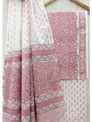 Jaipuri Print Pure Cotton Dress Material with Malmal Cotton Dupatta - KC021644