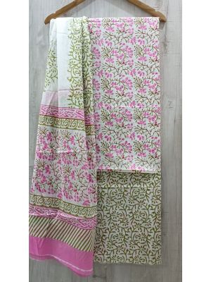 Jaipuri Print Pure Cotton Dress Material with Malmal Cotton Dupatta - KC021647