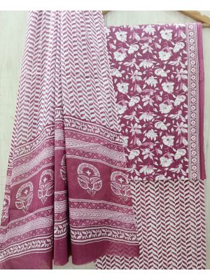 Jaipuri Print Pure Cotton Dress Material with Malmal Cotton Dupatta - KC021652