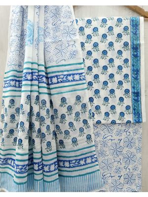 Jaipuri Print Pure Cotton Dress Material with Malmal Cotton Dupatta - KC021654