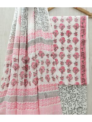 Jaipuri Print Pure Cotton Dress Material with Malmal Cotton Dupatta - KC021657