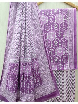 Jaipuri Print Pure Cotton Dress Material with Malmal Cotton Dupatta - KC021658