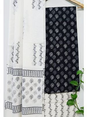 Jaipuri Print Pure Cotton Dress Material with Malmal Cotton Dupatta - KC021663