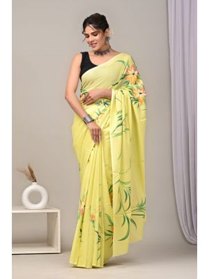 Beautiful Hand Block Printed Malmal Cotton Saree - KC100611