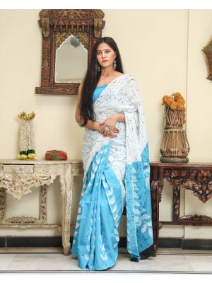 KC110490 - Beautiful Mulmul Cotton Saree with Blouse