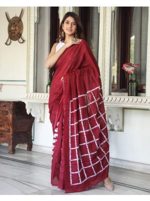 Jaipuri Printed Malmal Cotton Saree with Blouse - KC110927