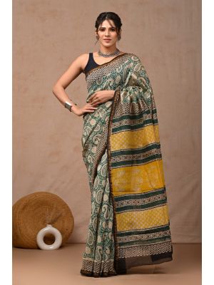 Beautiful Hand Block Printed Chanderi Sarees - KC120543