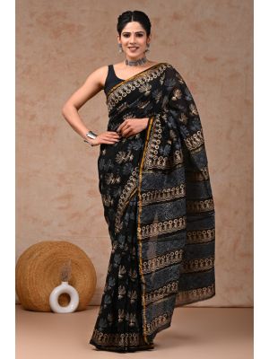 Beautiful Hand Block Printed Chanderi Sarees - KC120544