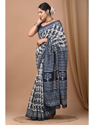 Beautiful Hand Block Printed Chanderi Sarees - KC120546