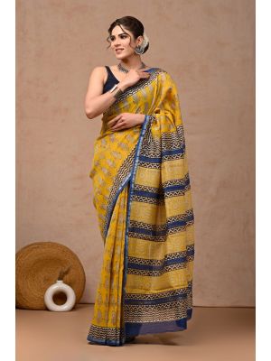 Beautiful Hand Block Printed Chanderi Sarees - KC120547